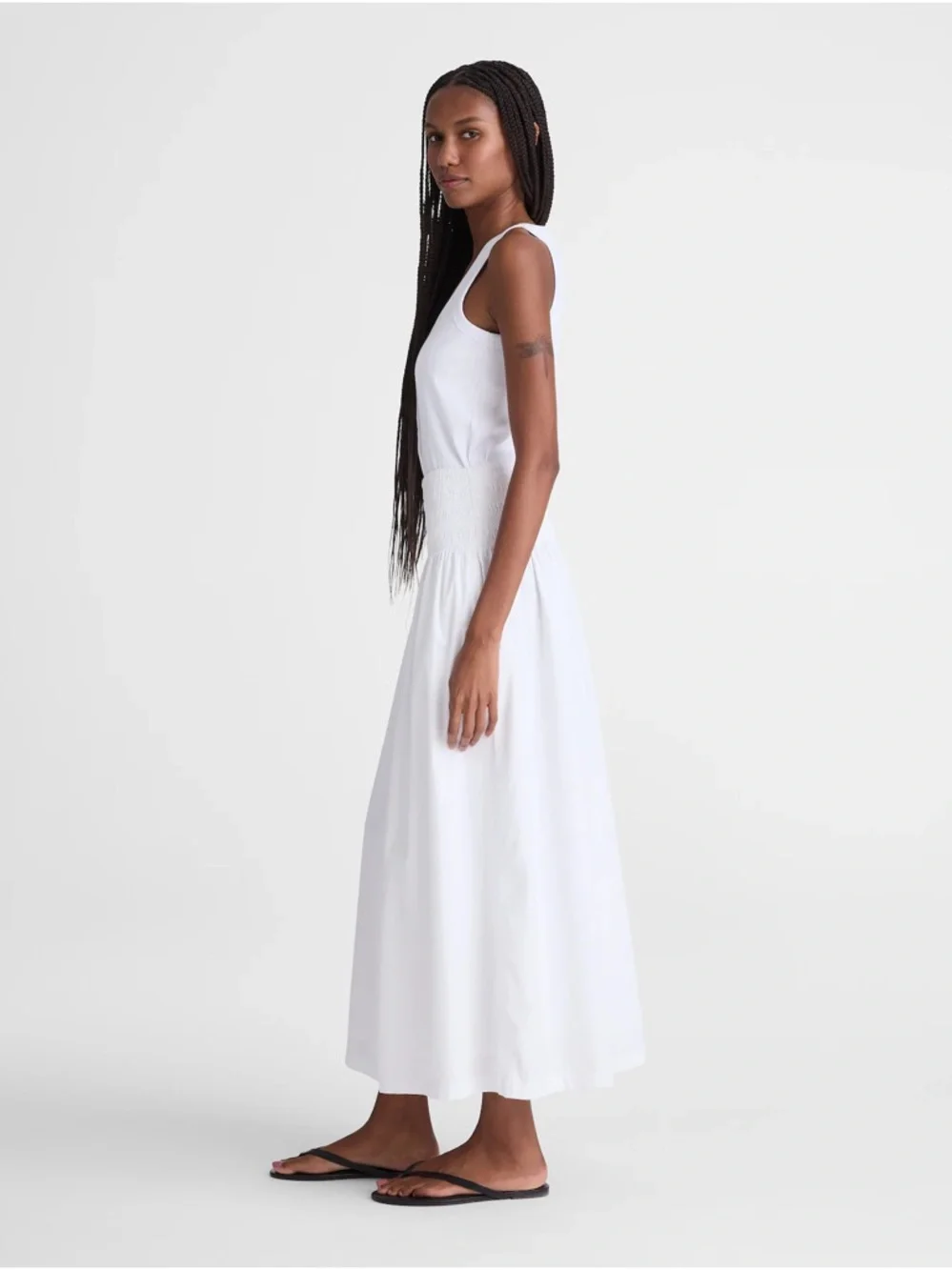 Madewell Smocked-Waist Poplin Midi Skirt - Picture 3 of 8